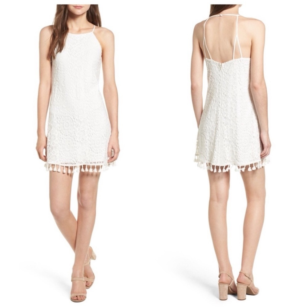 Speechless White Tassel Hem Halter Neck
Lace Dress Size M